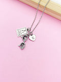 Eye Doctor Necklace, Snellen Chart Glasses Charm, Personalized Initial