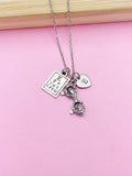 Eye Doctor Necklace, Snellen Chart Glasses Charm, Personalized Initial