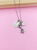 Eye Doctor Necklace, Snellen Chart Glasses Charm, Personalized Initial