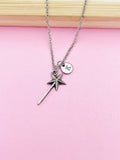 Silver Magic Wand Star Charm Necklace Birthday Princess Gifts Ideas, Personalized Customize, BN2157
