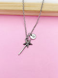 Silver Magic Wand Star Charm Necklace Birthday Princess Gifts Ideas, Personalized Customize, BN2157