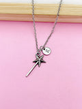 Silver Magic Wand Star Charm Necklace Birthday Princess Gifts Ideas, Personalized Customize, BN2157