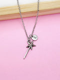 Silver Magic Wand Star Charm Necklace Birthday Princess Gifts Ideas, Personalized Customize, BN2157