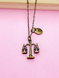 Scales of Justice Necklace, Justice Scales Charm, Lawyer Necklace, Judge Necklace, N1387E