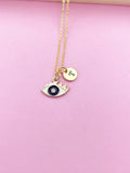 Gold Evil Eye Charm Necklace, Birthday Good luck Protective Gift Ideas, N5563
