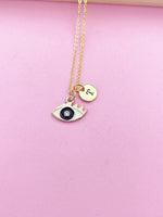 Gold Evil Eye Charm Necklace, Birthday Good luck Protective Gift Ideas, N5563