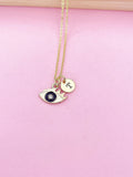 Gold Evil Eye Charm Necklace, Birthday Good luck Protective Gift Ideas, N5563