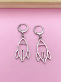 Silver Rocket Earrings, Stainless Steel Finding, E2743