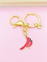 Gold Red Cardinal Charm Keychain Birthday Gifts, Personalized Customized Gifts, BN5257