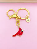 Gold Red Cardinal Charm Keychain Birthday Gifts, Personalized Customized Gifts, BN5257