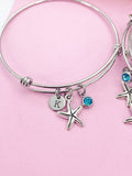 Silver Starfish Charm Bracelet Personalize Customize Bridesmaid Wedding Gifts Ideas, N1951