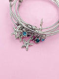 Silver Starfish Charm Bracelet Personalize Customize Bridesmaid Wedding Gifts Ideas, N1951
