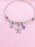 Silver Starfish Charm Bracelet Personalize Customize Bridesmaid Wedding Gifts Ideas, N1951