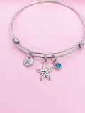 Silver Starfish Charm Bracelet Personalize Customize Bridesmaid Wedding Gifts Ideas, N1951