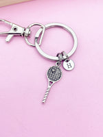 Silver Tennis Racket Keychain Coach Tennis Player School Team Gifts Ideas Personalize Customize, N1986