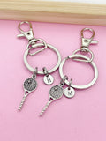 Set of 2 Silver Tennis Racket Keychain Best Friends Tennis Player School Team Gifts Ideas Personalize Customize, AN1986