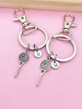 Set of 2 Silver Tennis Racket Keychain Best Friends Tennis Player School Team Gifts Ideas Personalize Customize, AN1986