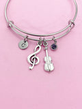 Silver Treble Clef Music Note Violin Viola Charm Bracelet Musician Music Personalize Customize Gifts Ideas, N3924