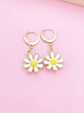 Gold Daisy Flower Charm Earrings Bridesmaid Wedding Personalize Customize Gifts Ideas, N3254