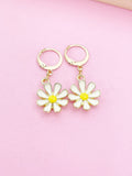 Gold Daisy Flower Charm Earrings Bridesmaid Wedding Personalize Customize Gifts Ideas, N3254
