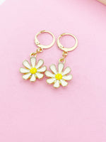 Gold Daisy Flower Charm Earrings Bridesmaid Wedding Personalize Customize Gifts Ideas, N3254