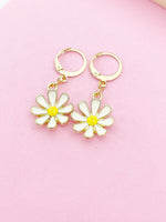 Gold Daisy Flower Charm Earrings Bridesmaid Wedding Personalize Customize Gifts Ideas, N3254