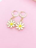 Gold Daisy Flower Charm Earrings Bridesmaid Wedding Personalize Customize Gifts Ideas, N3254