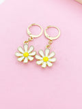 Gold Daisy Flower Charm Earrings Bridesmaid Wedding Personalize Customize Gifts Ideas, N3254