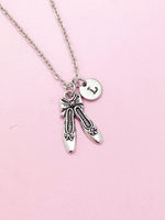 Silver Ballet Shoe Slipper Charm Necklace Ballet School Dancer Personalize Customize Gifts Ideas, N2233