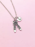 Silver Ballet Shoe Slipper Charm Necklace Ballet School Dancer Personalize Customize Gifts Ideas, N2233