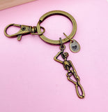 Bronze or Silver Halloween Skeleton Keychain, Personalized Gift, N1245