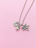 Silver Acorn Leaf Charm Necklace Personize Customize, AN727