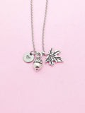 Silver Acorn Leaf Charm Necklace Personize Customize, AN727