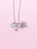 Silver Acorn Leaf Charm Necklace Personize Customize, AN727