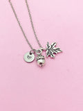 Silver Acorn Leaf Charm Necklace Personize Customize, AN727