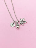 Silver Acorn Leaf Charm Necklace Personize Customize, AN727