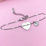 Stainless Steel Godmother Heart Charm Bracelet Godmother Jewelry Mother's Day Gift for Godmother from Goddaughter Gift, D446