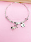 Silver Cheerleader Megaphone Charm Bracelet Personalize Customize Charm Bracelet, N1282