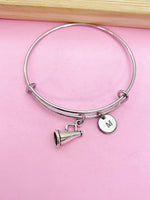 Silver Cheerleader Megaphone Charm Bracelet Personalize Customize Charm Bracelet, N1282