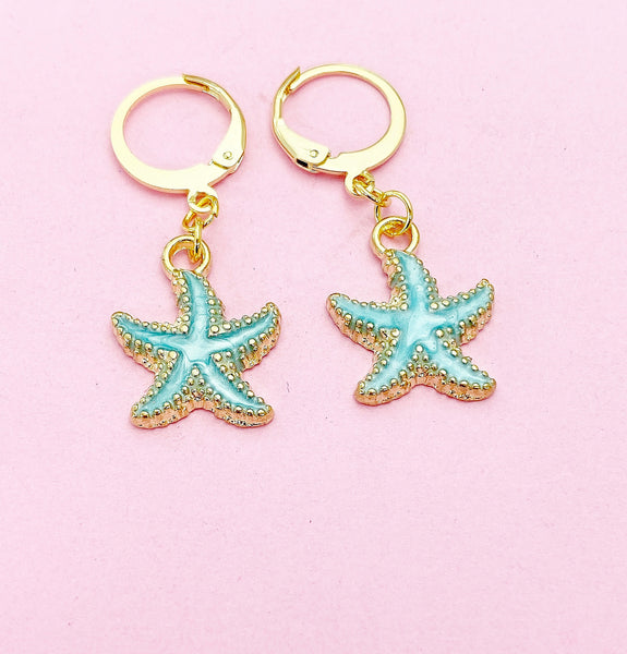 Gold Starfish Earrings, Nautical Earrings, N3189