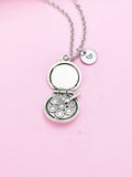 Silver Makeup Palette Charm Necklace, Personalized Initial, Artist Gift