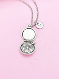 Silver Makeup Palette Charm Necklace, Personalized Initial, Artist Gift