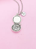 Silver Makeup Palette Charm Necklace, Personalized Initial, Artist Gift