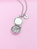 Silver Makeup Palette Charm Necklace, Personalized Initial, Artist Gift
