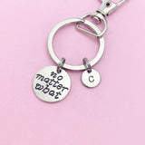No Matter What Keychain, Silver Initial Charm, Best Friend Gift