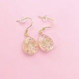 Gold Teardrop Pressed Flower Earrings, Stainless Steel Hooks