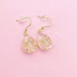 Gold Teardrop Pressed Flower Earrings, Stainless Steel Hooks