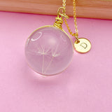 Dandelion Necklace in Gold or Silver, Wish Dandelion, Birthday Gifts, Terrarium Jewelry, Pressed Flowers Jewelry, Gardening Gift, AN200