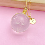 Dandelion Necklace in Gold or Silver, Wish Dandelion, Birthday Gifts, Terrarium Jewelry, Pressed Flowers Jewelry, Gardening Gift, AN200