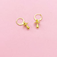 Gold Plated Pacifier Charm Earrings, Pacifier Jewelry, N2748